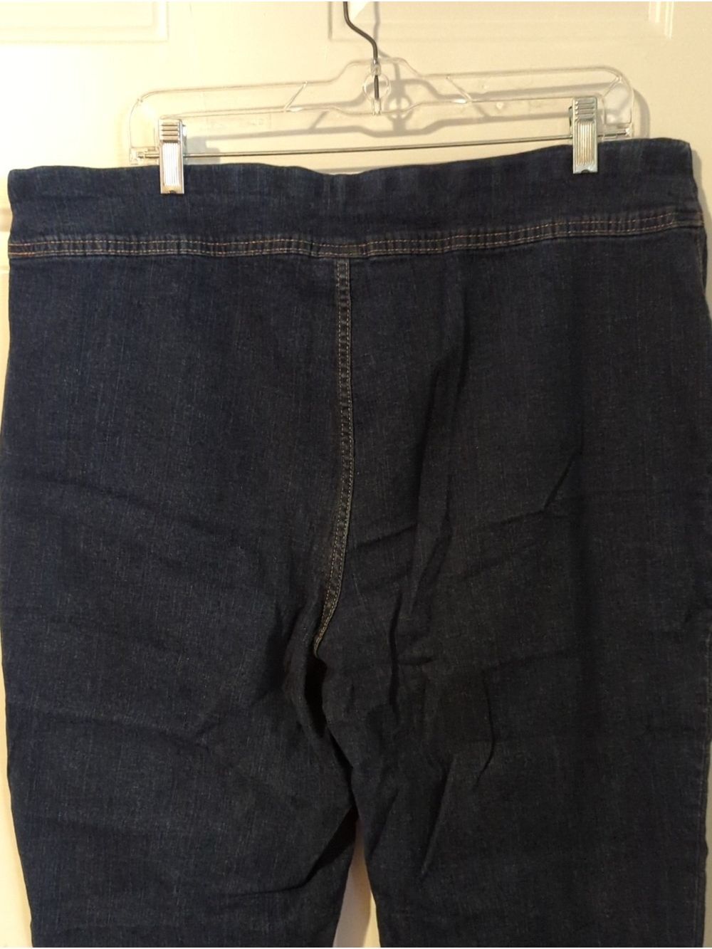 Terra & Sky Dark Indigo Cropped Stretchy Jeans 1X 16W 18W Pull On - Picture 5 of 8